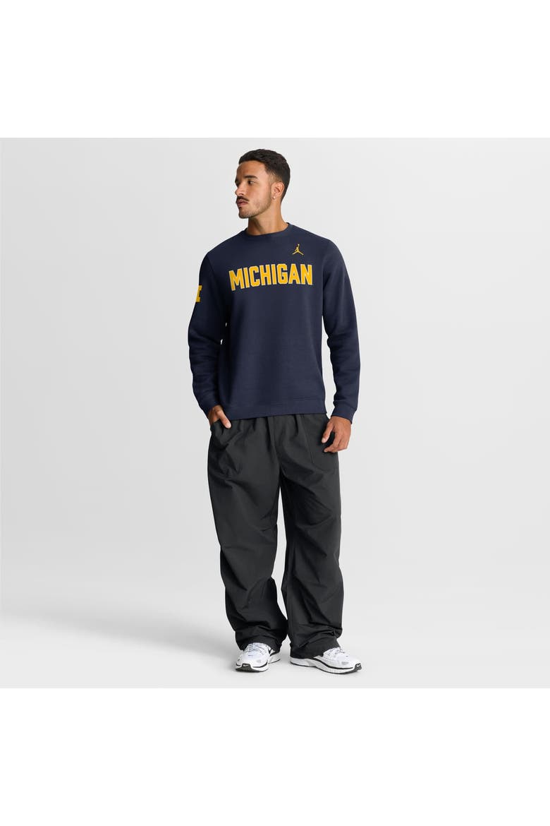 Men's Jordan Brand Navy Michigan Wolverines 2026 Sideline Club Sweatshirt, Alternate, color, Navy