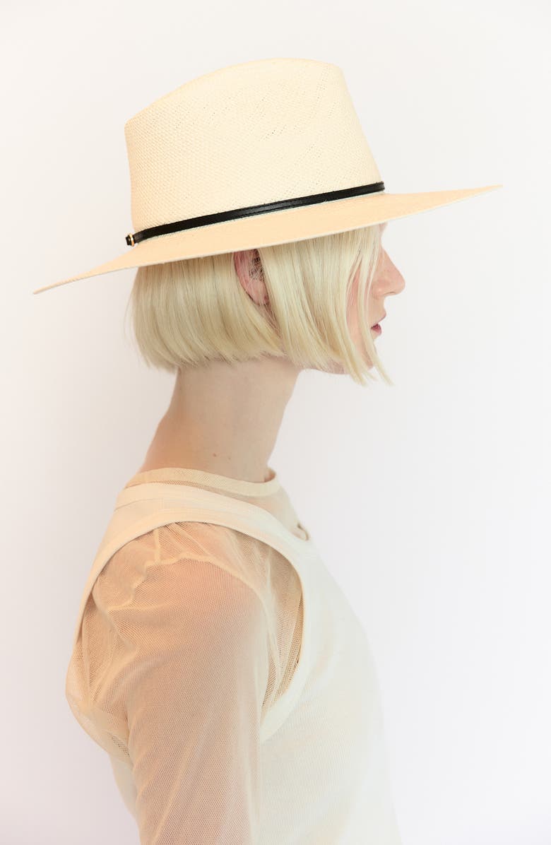 Janessa Leoné Otto Panama Straw Fedora, Alternate, color, Bleach