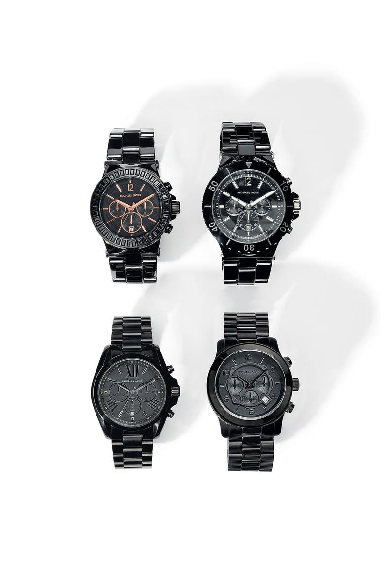 'Large Runway' Blacked Out Chronograph Watch, 45mm, Alternate, color, BLACK