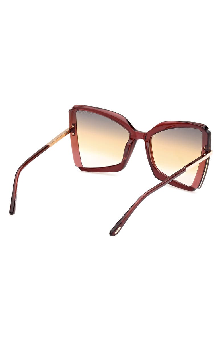 TOM FORD Gia 63mm Oversize Butterfly Sunglasses, Alternate, color, Bordeaux/ Rose Gold