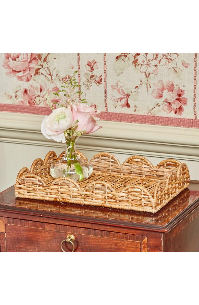 Mrs. Alice Small Scalloped Rattan Tray, Alternate, color, Neutral