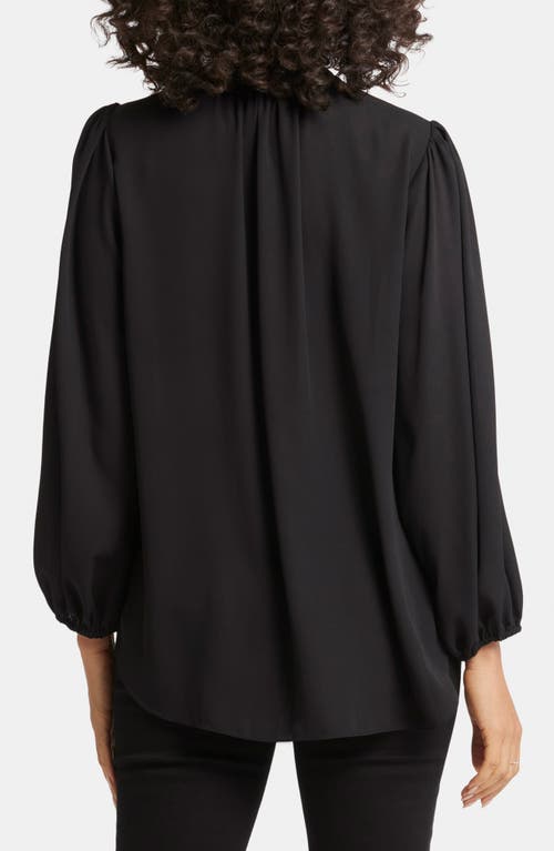 Nydj Print Pleat Back Sleeveless Split Neck Blouse In Black