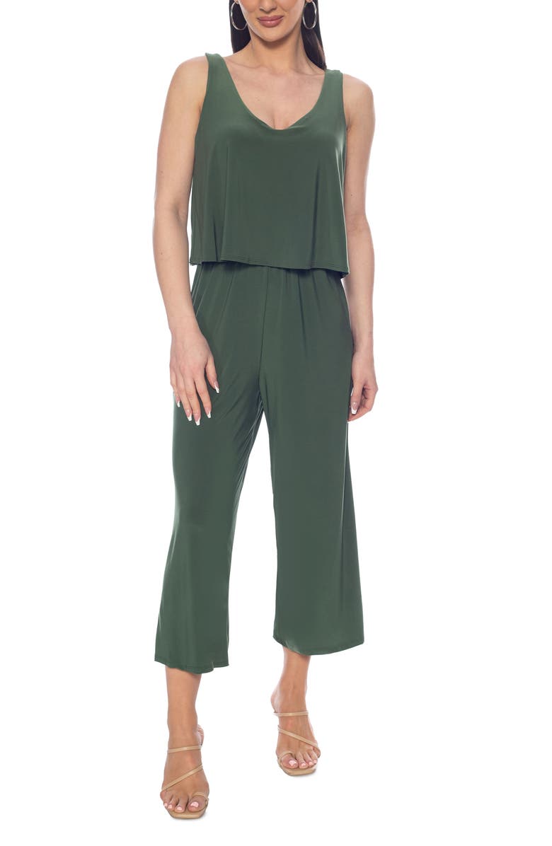 TASH AND SOPHIE Overlay Crop Jumpsuit, Main, color, Olive