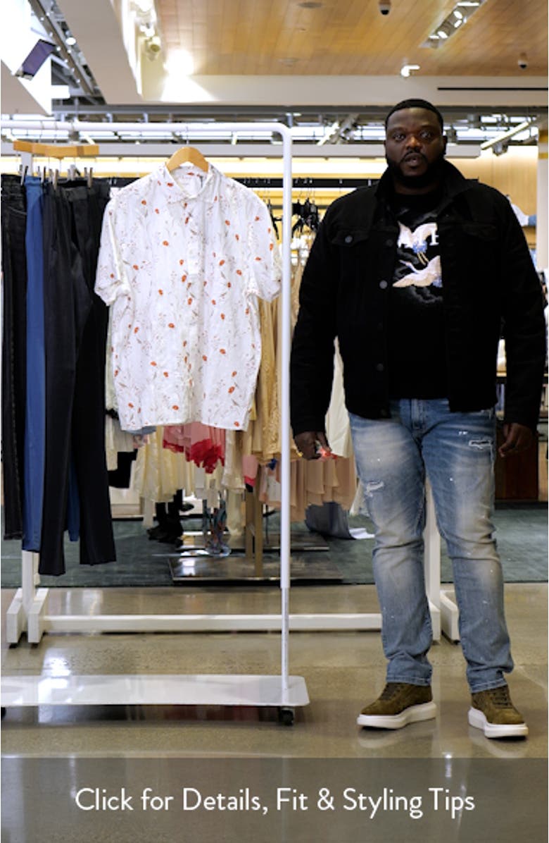 Floral Textured Relaxed Fit Short Sleeve Button-Up Shirt, sales video thumbnail