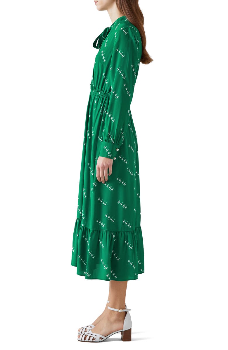 LK Bennett Bridget Long Sleeve Dress, Alternate, color, Multi Green/Cream