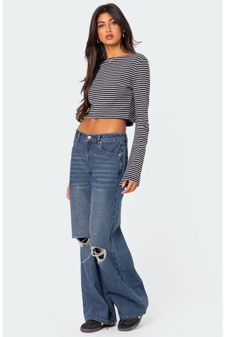 Debbie Ripped Low Rise Wide Leg Jeans, Alternate, color, INDIGO-BLUE-RAW-WASH