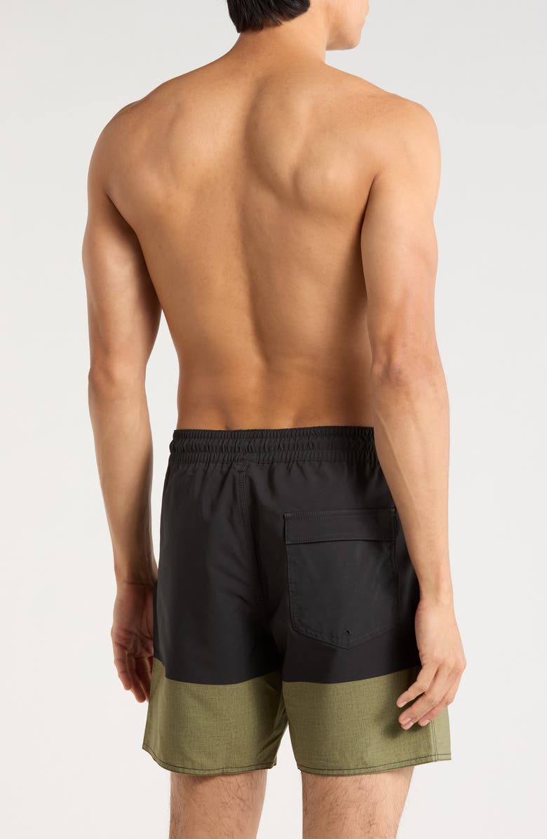 Volcom Manic Swim Trunks, Alternate, color, Black Green