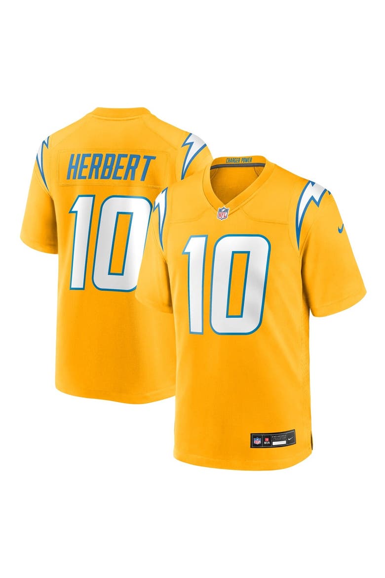 Men's Nike Justin Herbert Gold Los Angeles Chargers Alternate Charger Power Game Player Jersey, Alternate, color, Gold