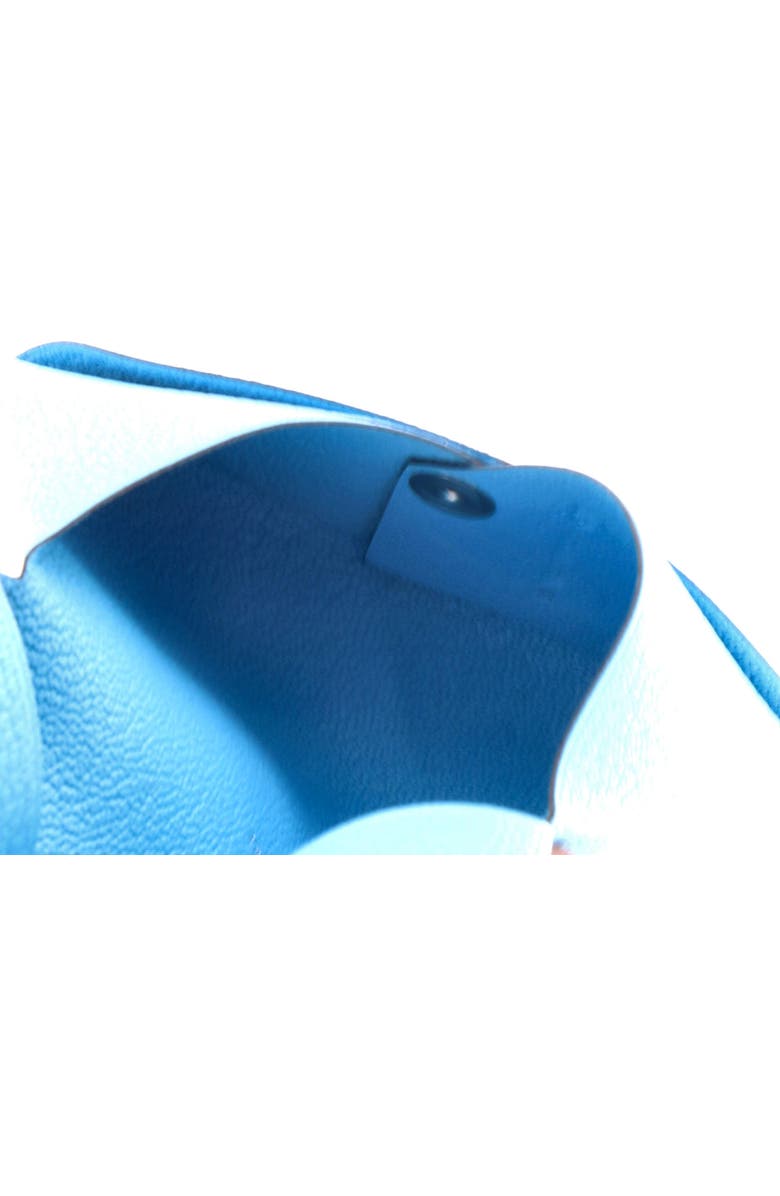 Pre-Owned Hermes Calvi Duo Card Holder Chevre Mysore, Alternate, color, Bleu Zephyr