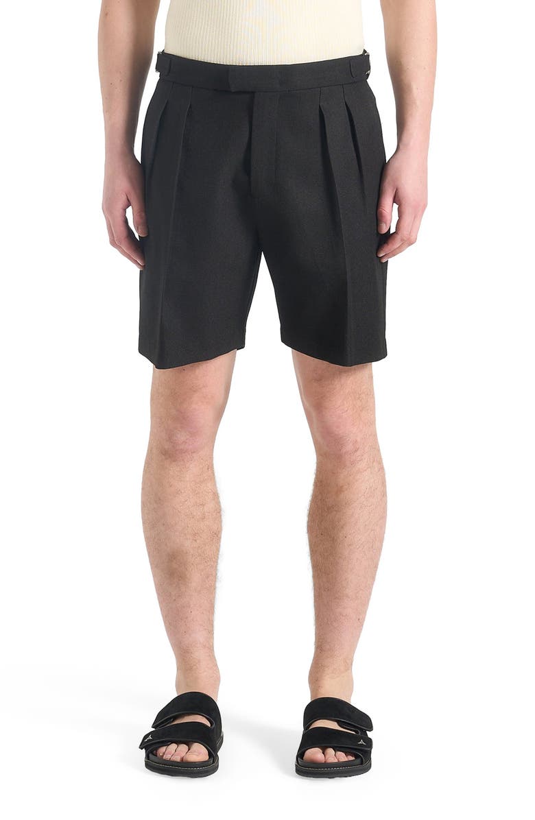 Manière De Voir Bertrand Twin Pleat Tailored Shorts, Main, color, Black