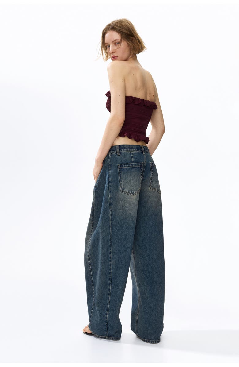 H&M Pointelle-knit Bandeau Top, Alternate, color, Burgundy