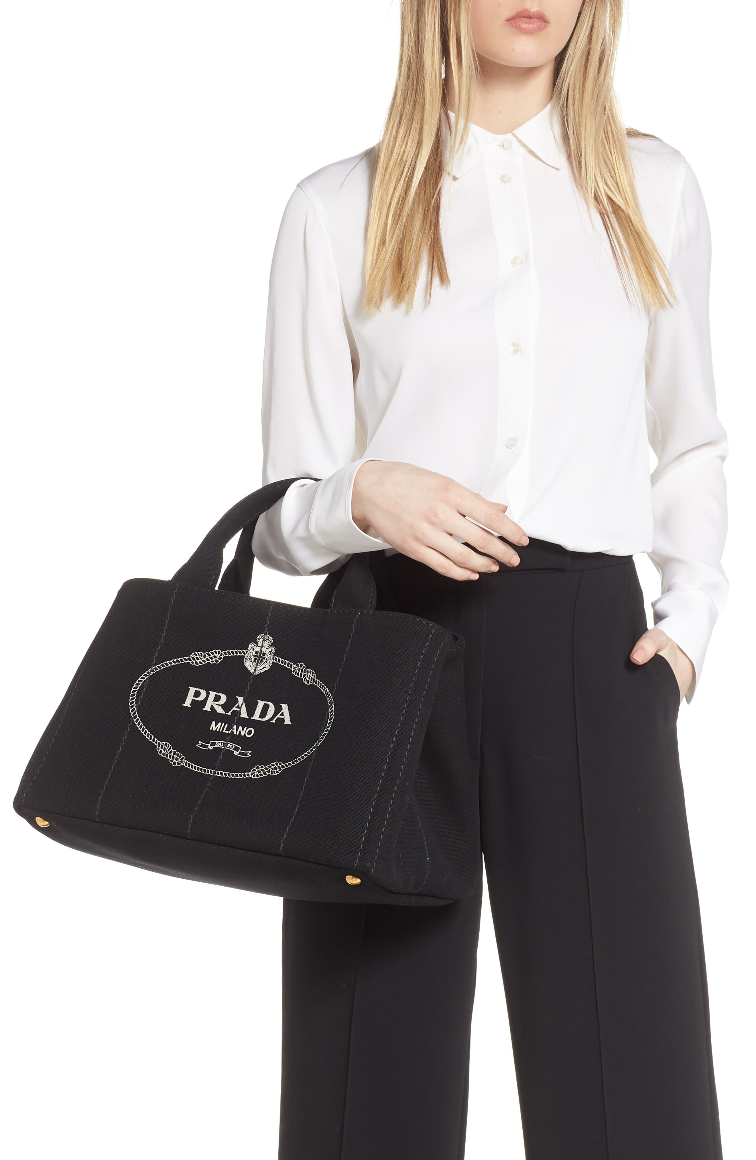 Medium Canapa Canvas Tote, Alternate, color, BLACK/ TALCO
