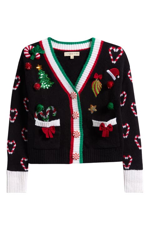 Kids' Christmas Patch Pocket Cardigan (Big Kid)