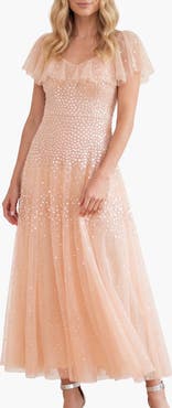 Needle & Thread Sunrise Sequin V-neck Ankle Gown