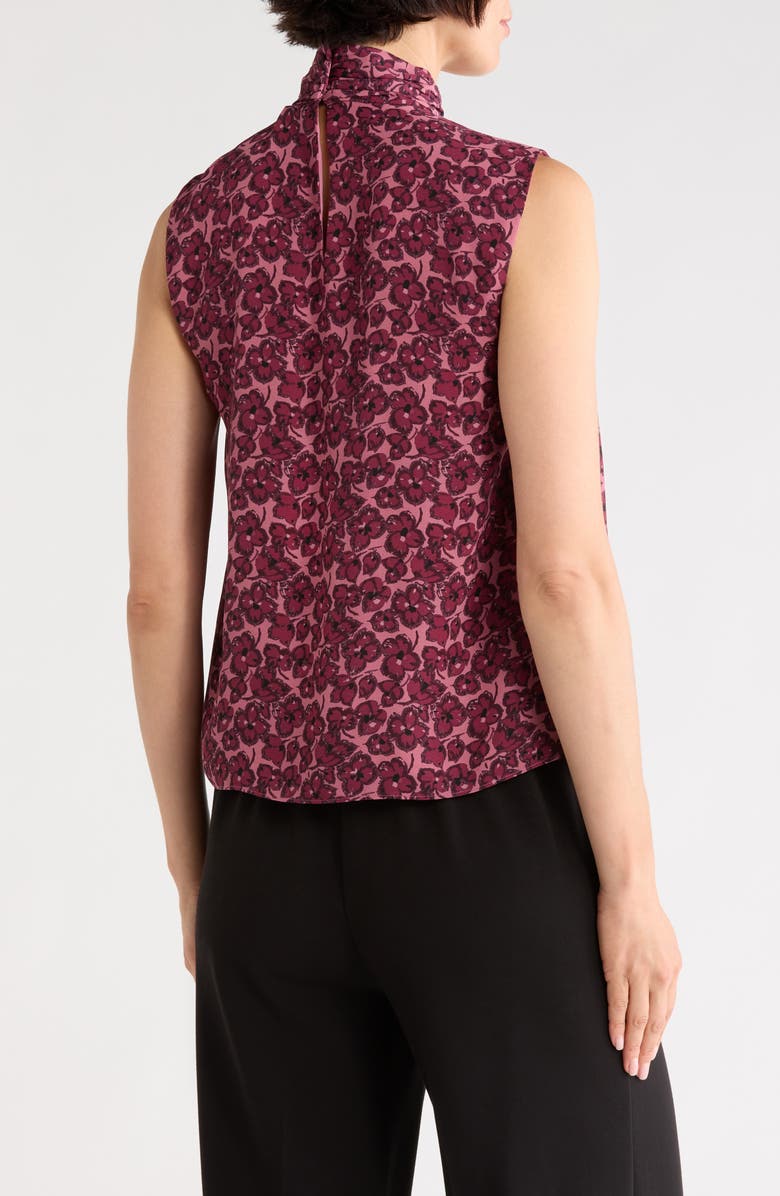 Derek Lam 10 Crosby Allie Sleeveless Bow Top, Alternate, color, Mauve Anemone Floral