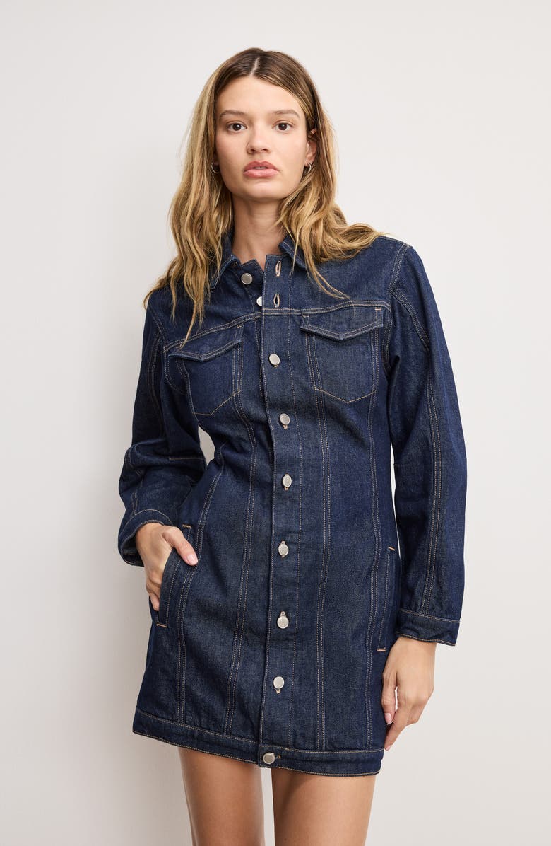 Good American Long Sleeve Denim Minidress, Alternate, color,
