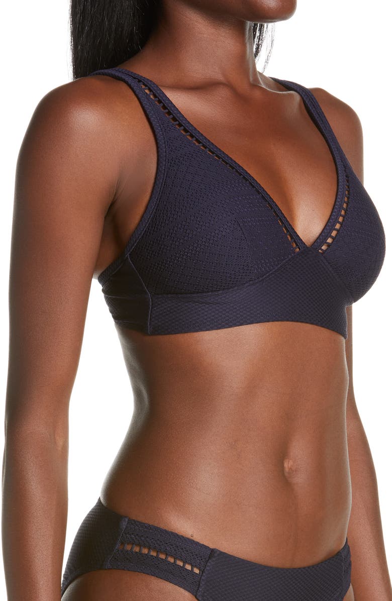 Sea Level Ladder Trim Longline Bikini Top, Alternate, color, 