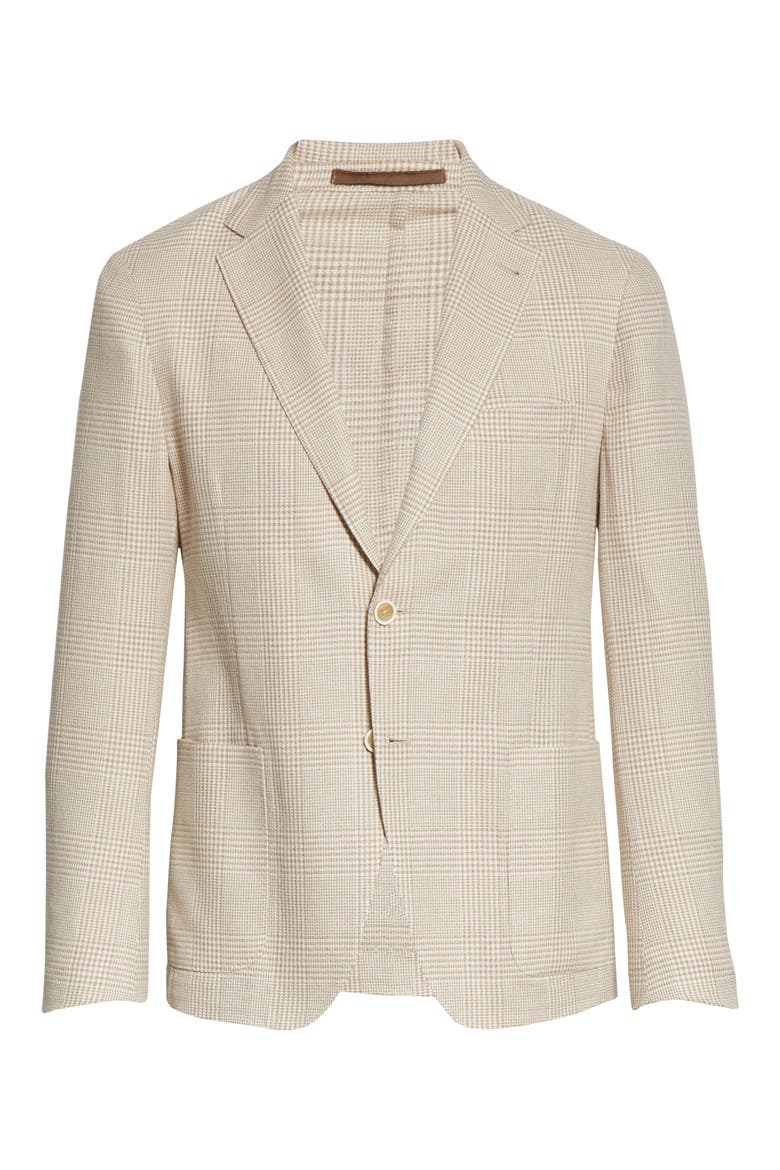 Trim Fit Tonal Plaid Sport Coat, Alternate, color, SAND