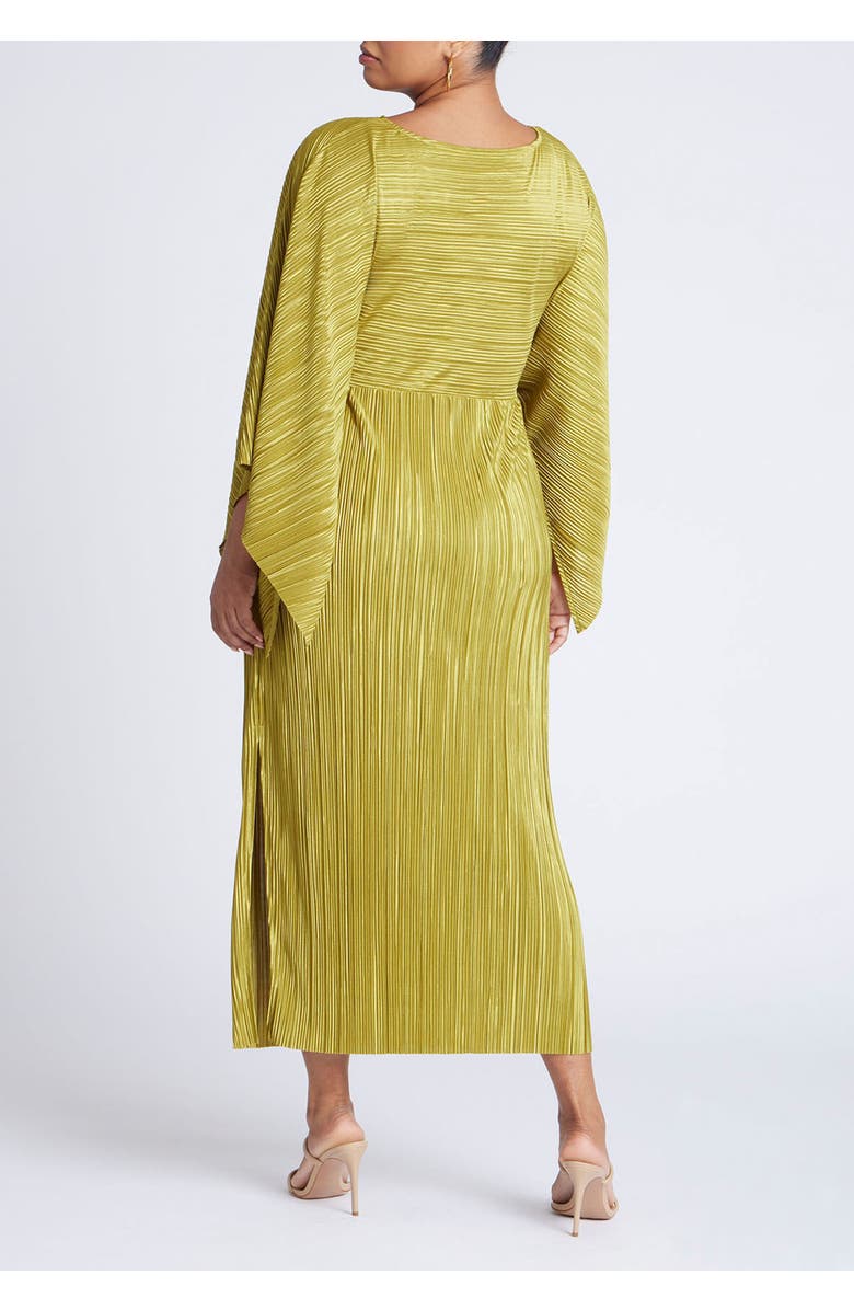 ELOQUII Cape Effect Plisse Dress, Alternate, color, Avocado Oil