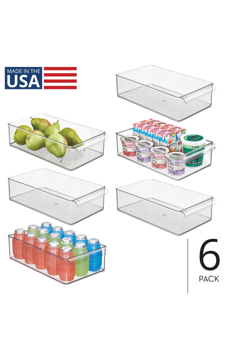 iDesign Large Stackable Fridge Bin with Handle - Set of 6 - Clear, Alternate, color, Clear