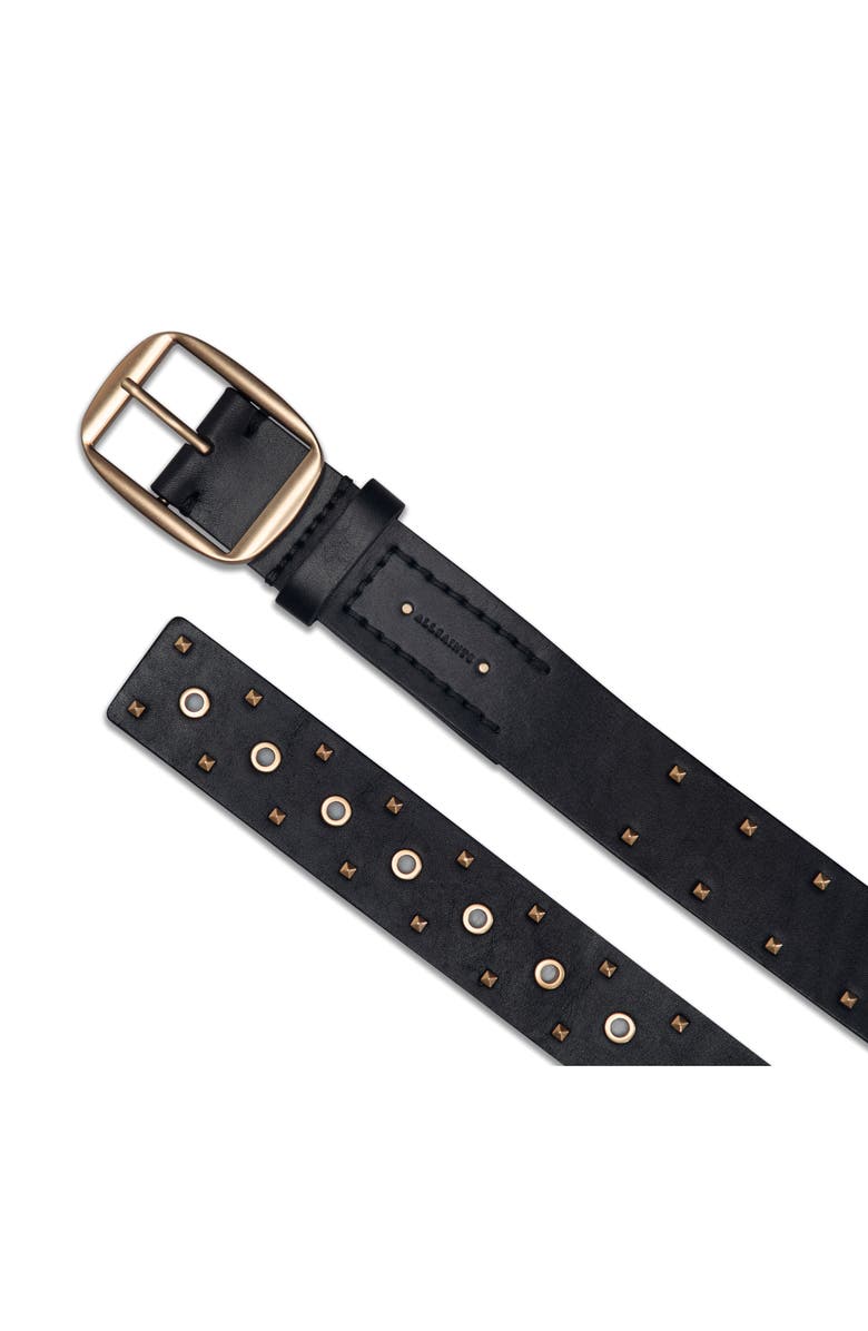 AllSaints Pyramid Stud & Eyelet Leather Belt, Alternate, color, 
