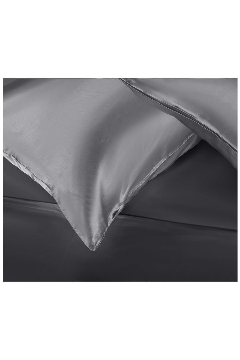Set of 2 Elegance Satin Pillowcases, Alternate, color, SILVER