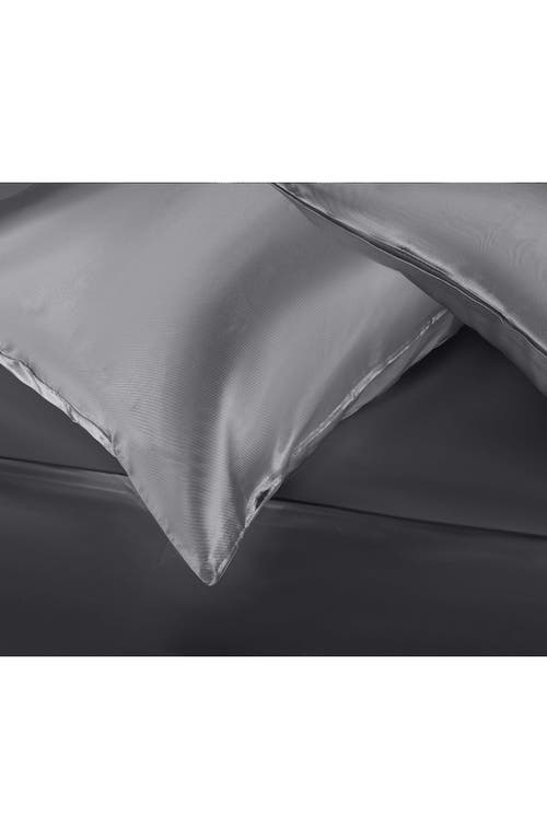 Martex Set Of 2 Elegance Satin Pillowcases In Silver