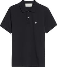 AMI PARIS Ami de Coeur Embroidered Cotton Piqué Polo