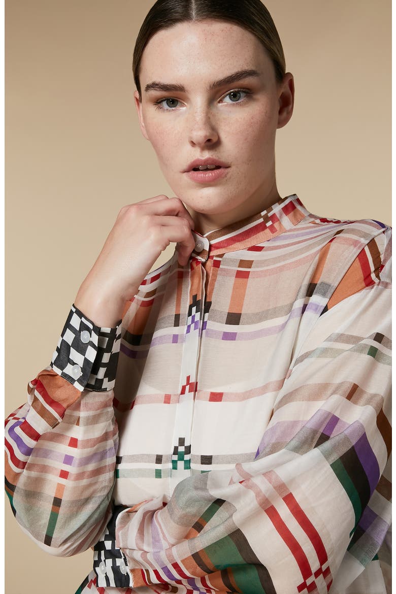Finito Print Cotton & Silk Voile Shirt, Alternate, color, IVORY