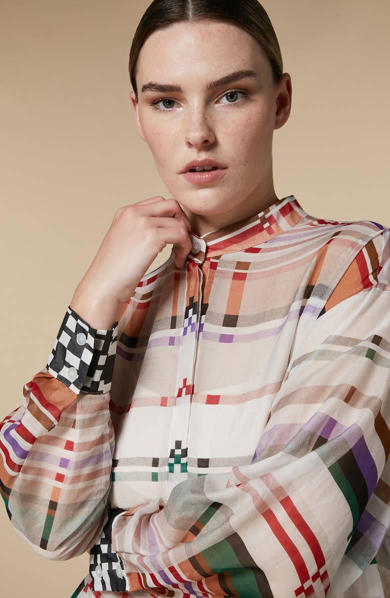 Marina Rinaldi Finito Print Cotton & Silk Voile Shirt, Alternate, color, 