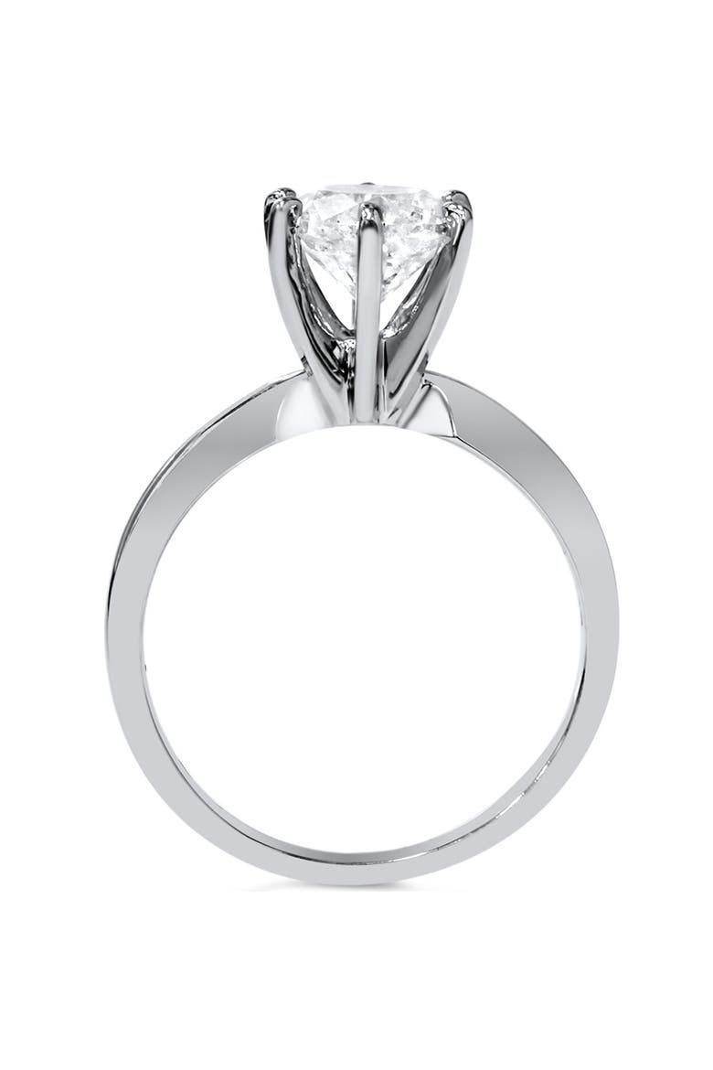 VVS 3ct Solitaire Moissanite Engagement Ring Round Brilliant 14k Gold, Alternate, color, 14k White Gold