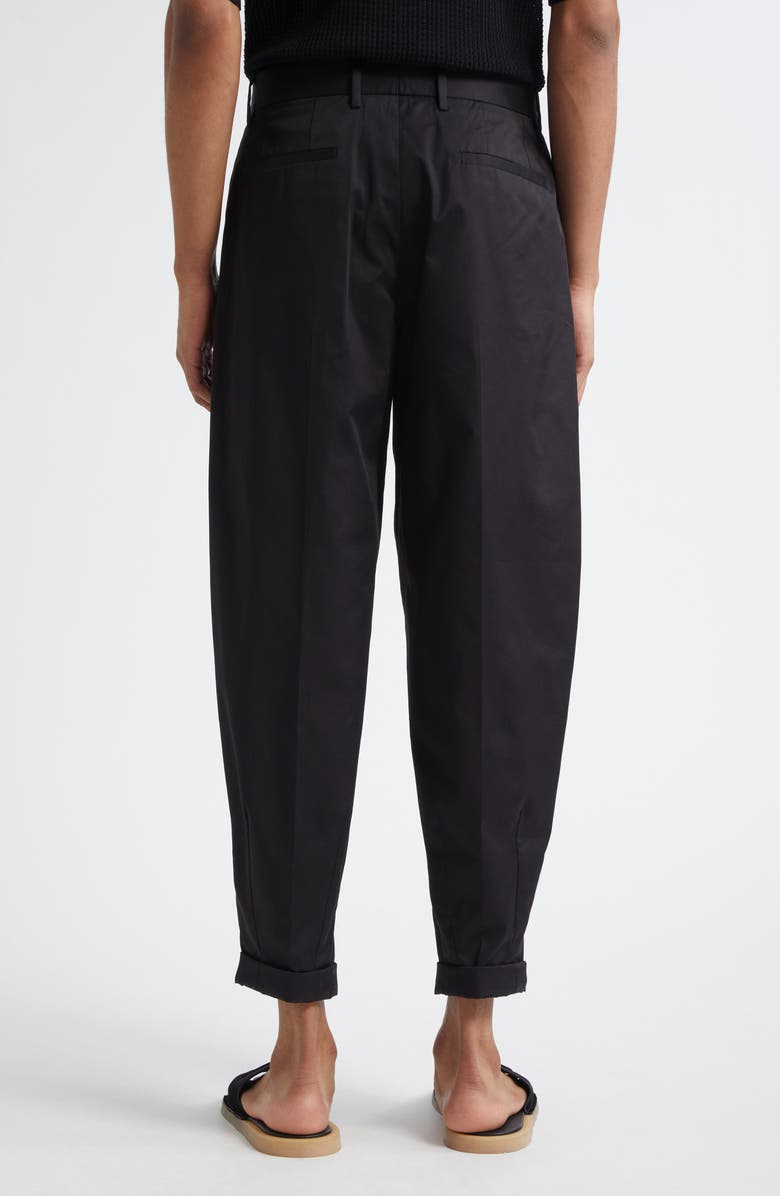 Dolce&Gabbana Double Pleat Crop Stretch Cotton Pants, Alternate, color, N0000 Black
