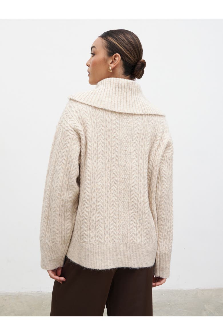 Blossom Cable Knit  Roll Neck Jumper, Alternate, color, Beige