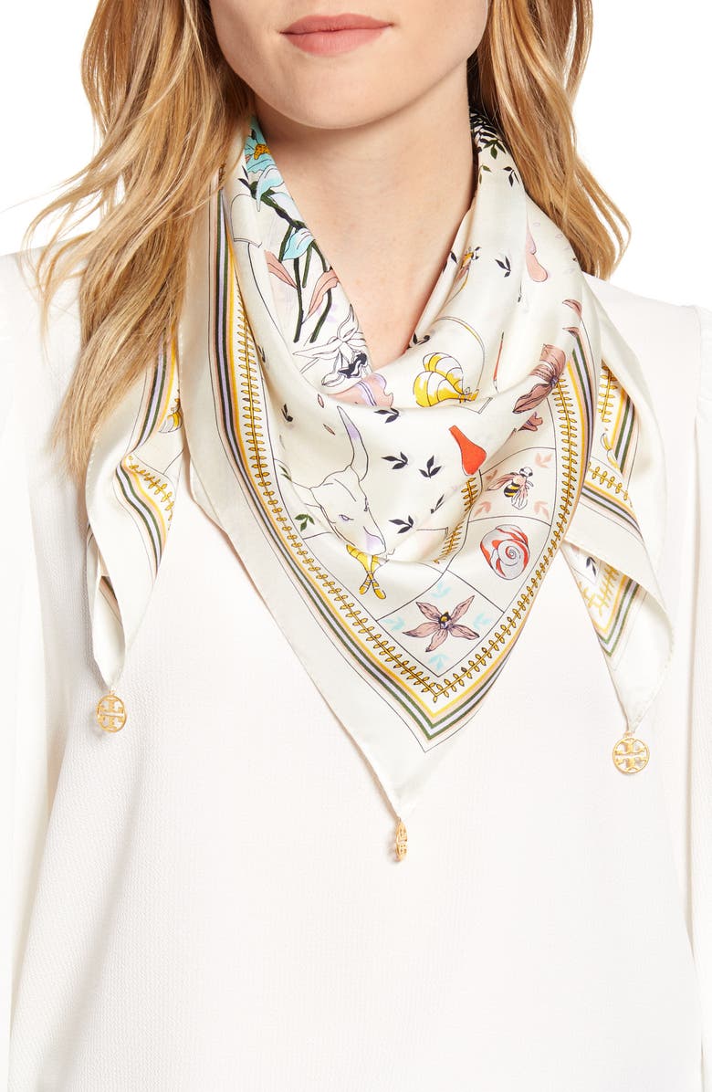 Tory Burch Sylvan Silk Square Scarf, Main, color,