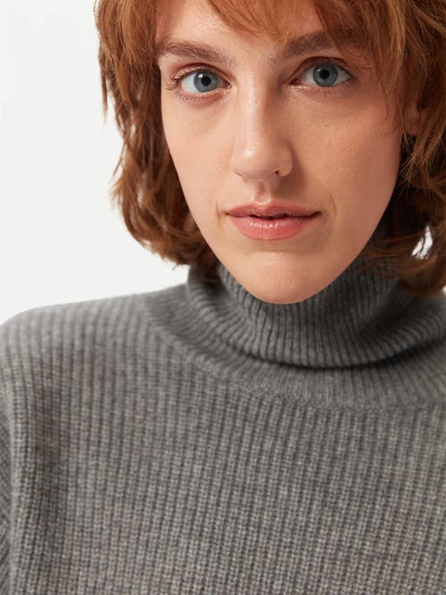 Gobi Mongolian Cashmere Belted Cashmere Turtleneck In Dim Gray
