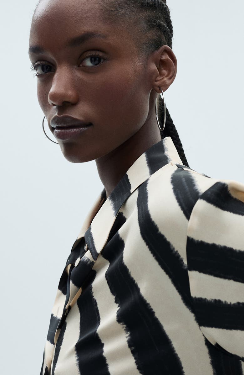 MANGO Print Satin Button-Up Shirt, Alternate, color, 