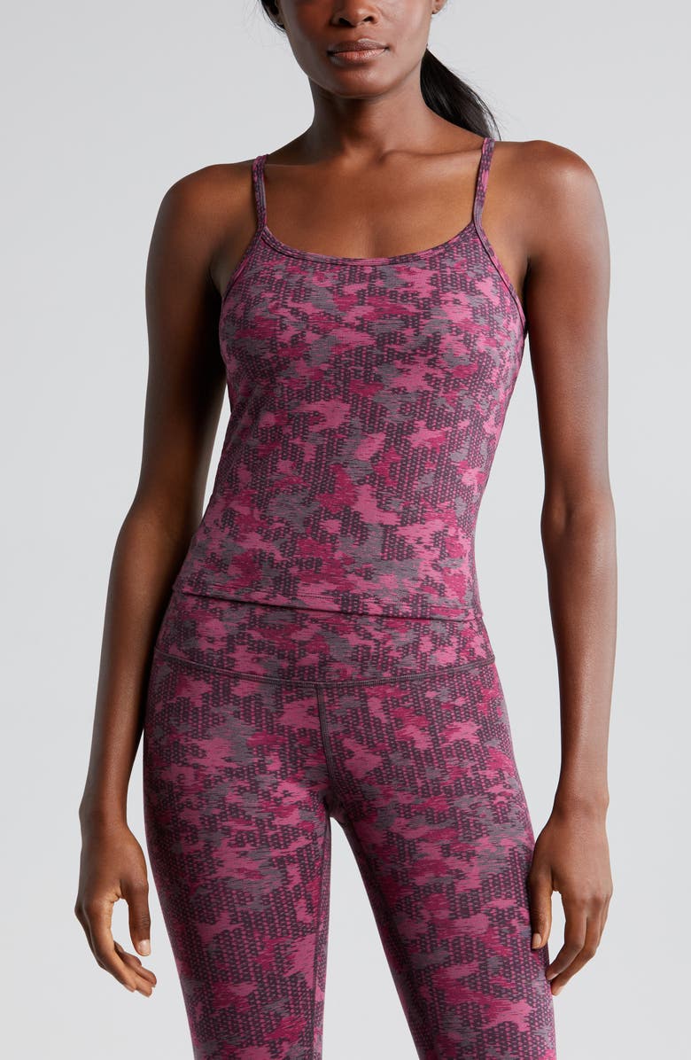 Zella Jacquard Support Active Tank, Main, color, Pink Bright Camo Jacquard