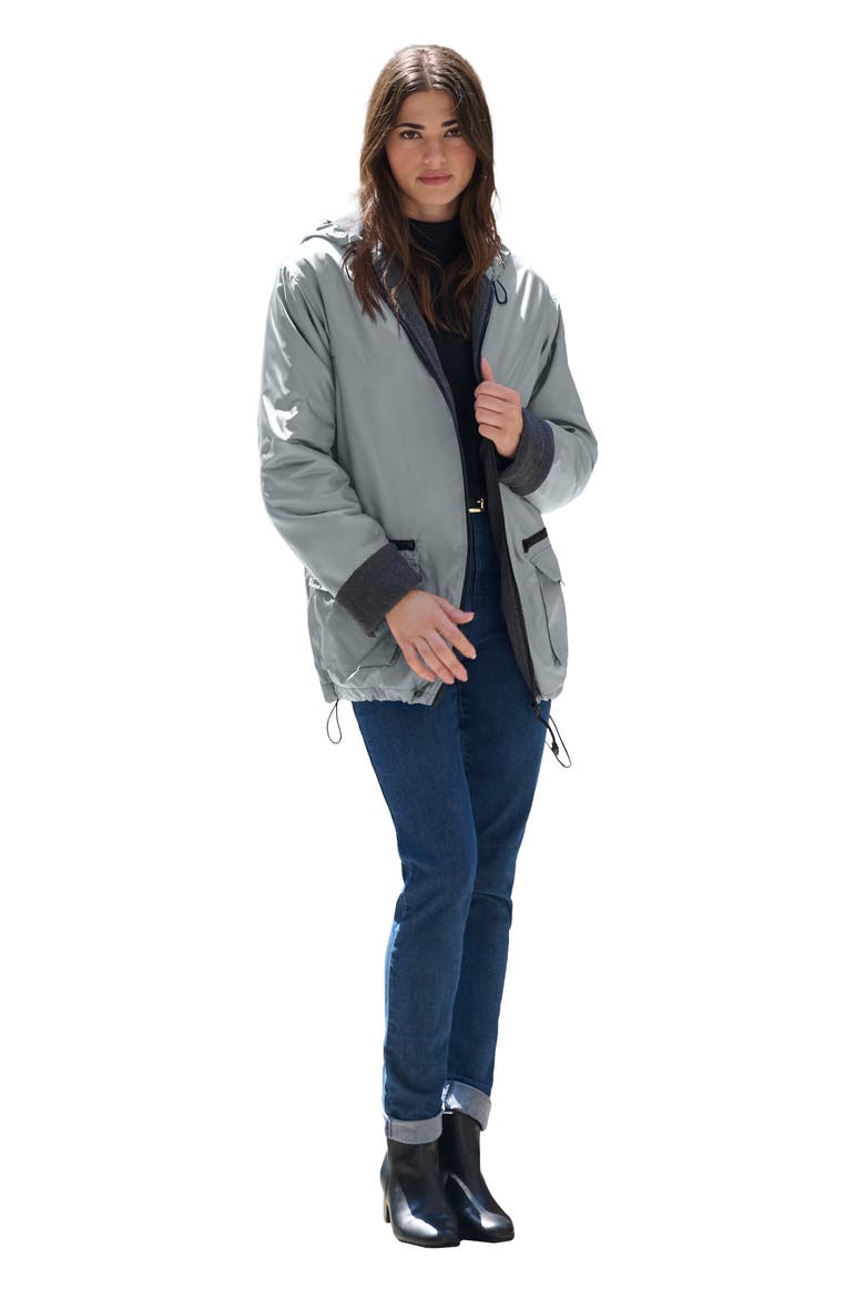 Plus Size Hooded Nylon Jacket, Main, color, GUNMETAL