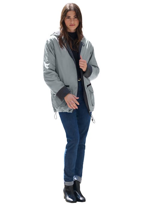 Plus Size Hooded Nylon Jacket