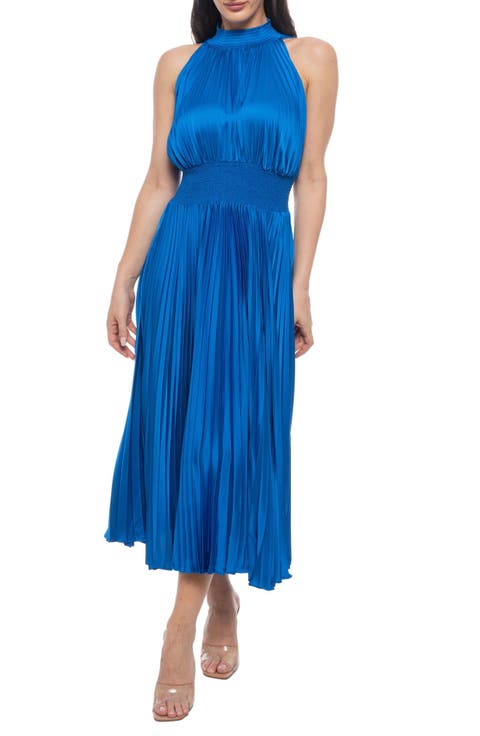 Pleated Sleeveless Midi Dress