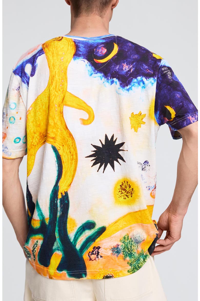 Cosmos Print Cotton T-Shirt, Alternate, color, NAVY BLUE
