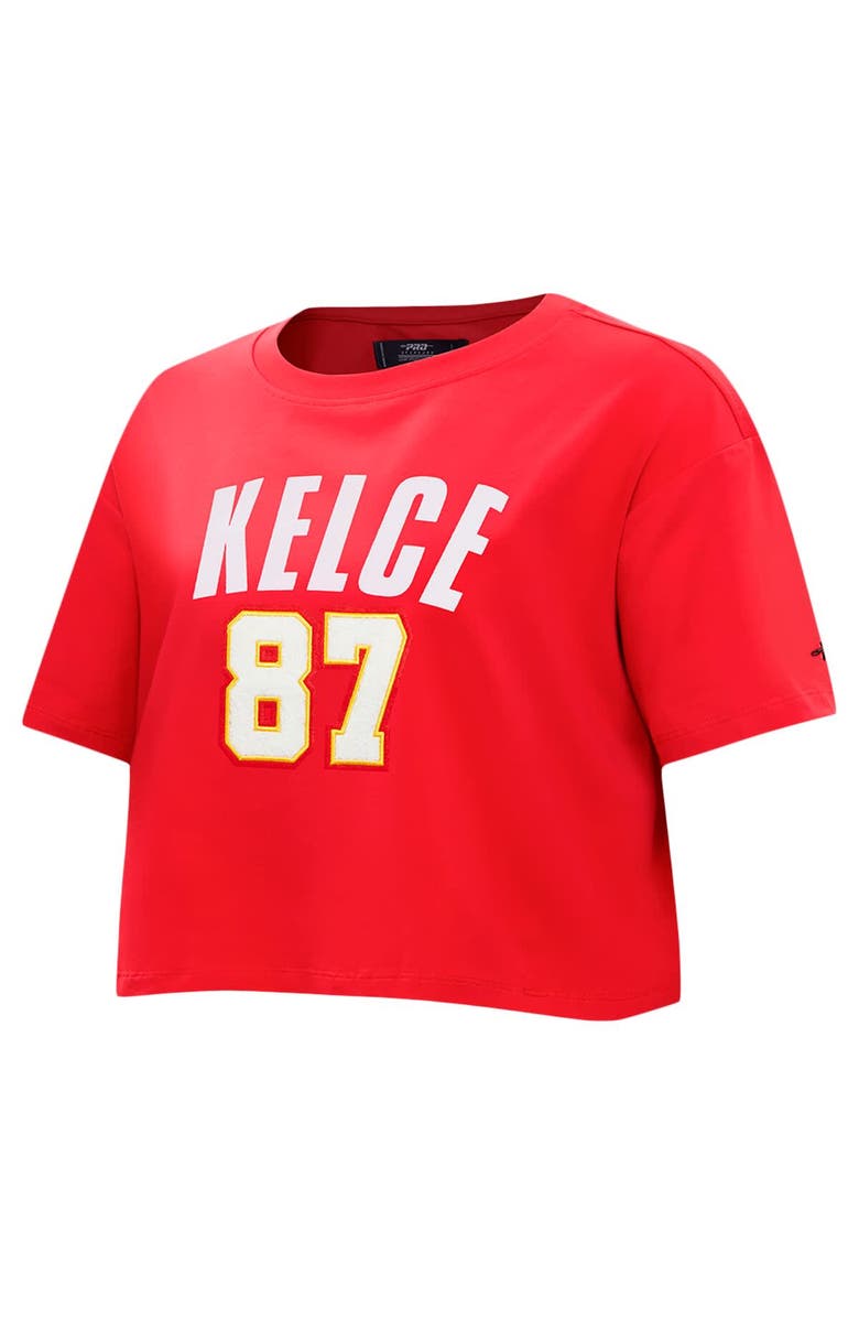 PRO STANDARD Women's Pro Standard Travis Kelce Red Kansas City Chiefs Player Name & Number Cropped Boxy T-Shirt, Alternate, color, Red