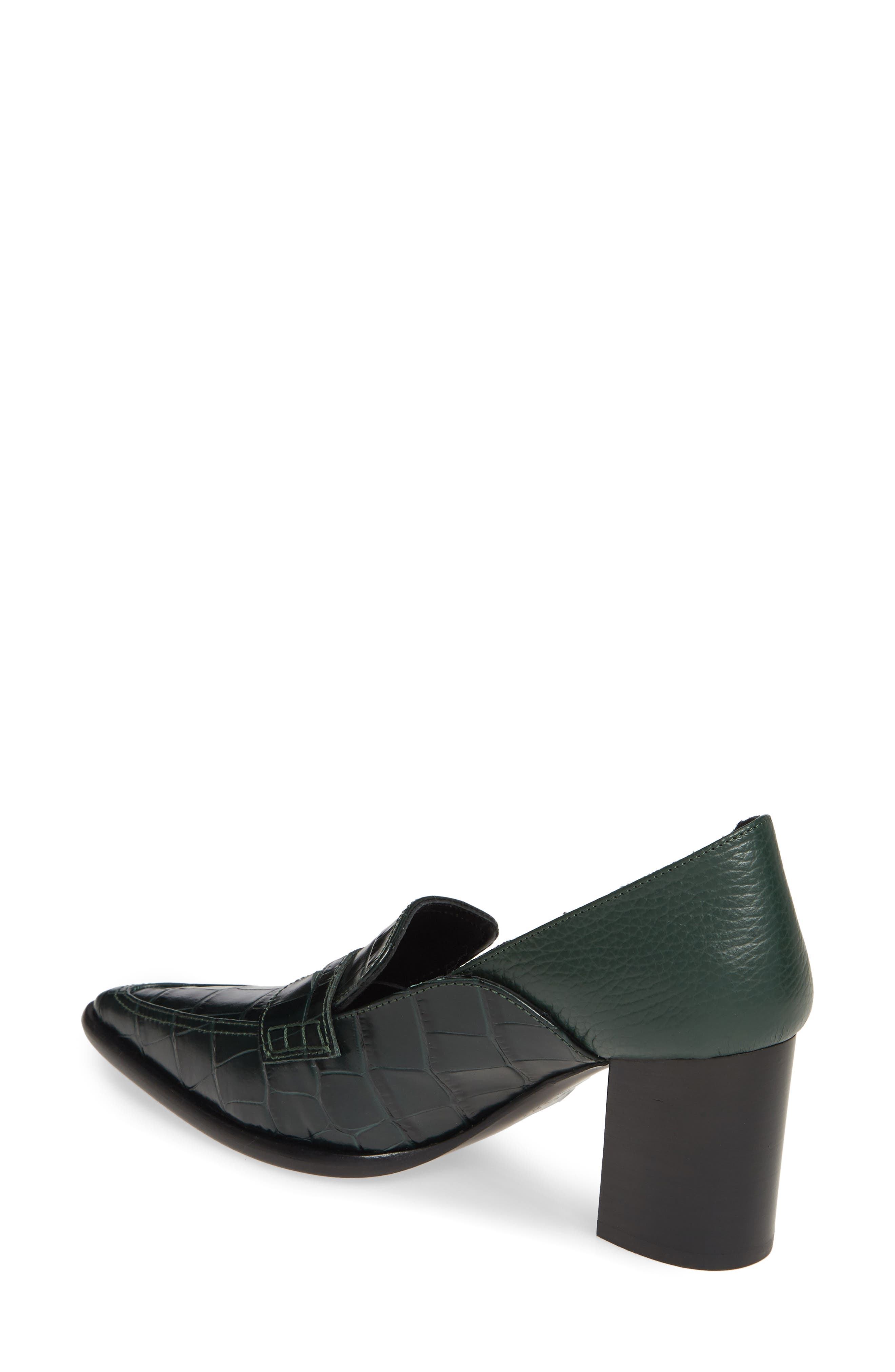 Croc Embossed Loafer Pump, Alternate, color, DARK GREEN