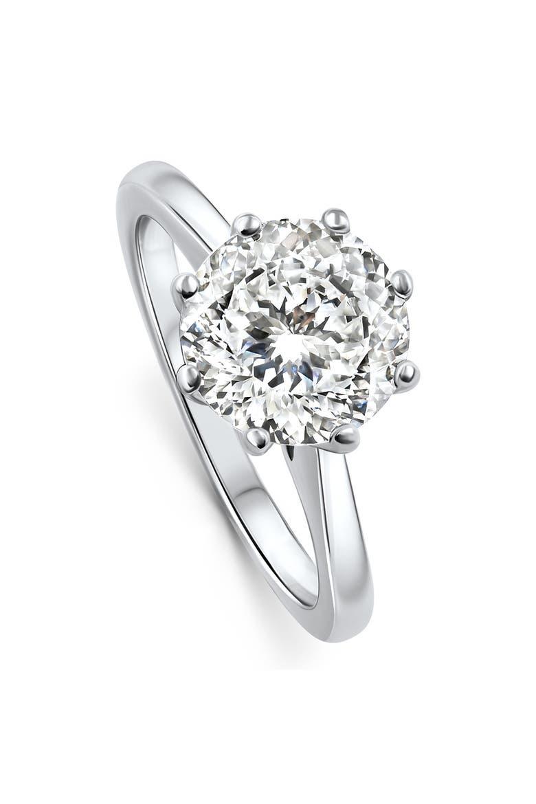 Certified 3Ct Portuguese Cut Diamond Engagement Ring 14k Gold Lab Grown, Main, color, 14k White Gold