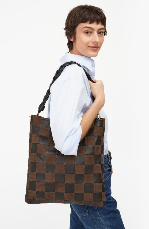 Clare V . Carryall Checkered Leather Clutch In Multi