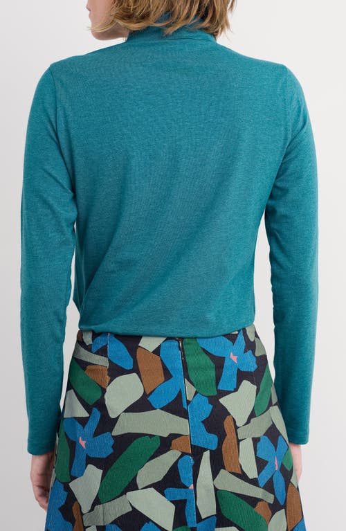 Seasalt Cornwall Landing Turtleneck Stretch Organic Cotton Top In Blue