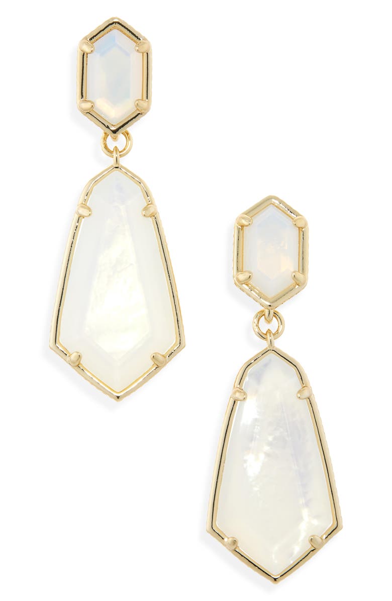 Kendra Scott Hallie Convertible Drop Earrings, Main, color, Gold Opalite Illusion
