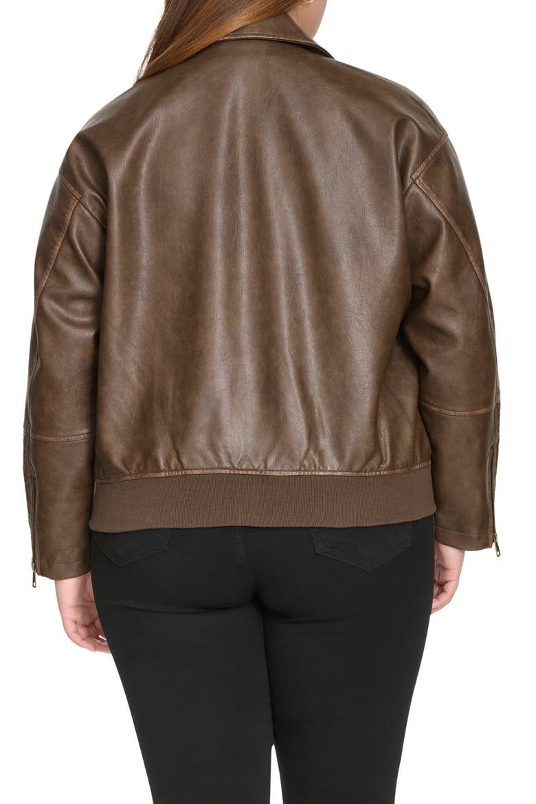 Faux Leather Jacket, Alternate, color, SADDLE