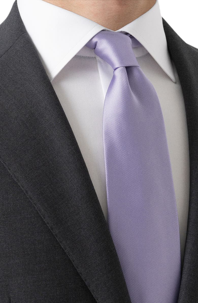 Eton Light Purple Solid Silk Twill Tie, Alternate, color, Light Purple