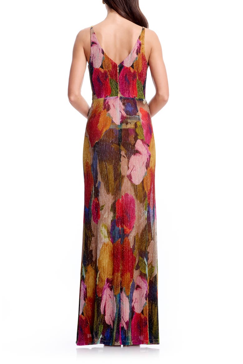 Jordan Floral Metallic Gown, Alternate, color, BRIGHT ROSE MULTI